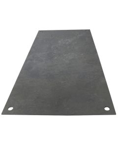 Heavy-duty plain steel road plate with lifting holes for trench and surface protection.