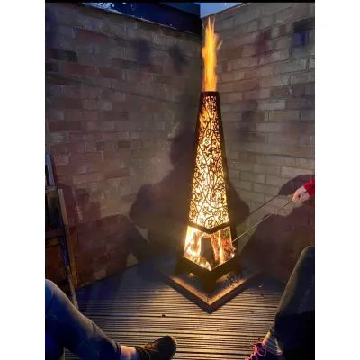 Laser Cut Steel Chimenea - Climbing Ivy Design Laser Cut Steel Chimenea - Climbing Ivy Design