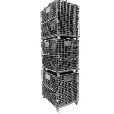 Stackable Pallet Cage - Foldable Wire Mesh, 800KG Capacity