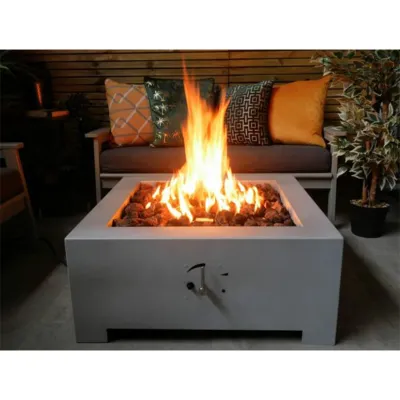 Square Gas Fire Pit - Zinc